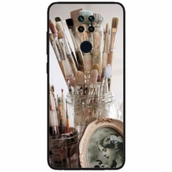 Husa personalizata tip carcasa HQPrint pentru Xiaomi Redmi Note 9 5G, model Brush, multicolor, S1D1M0282