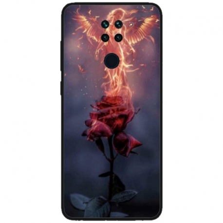 Husa personalizata tip carcasa HQPrint pentru Xiaomi Redmi Note 9T 5G, model Fire Rose, multicolor, S1D1M0158