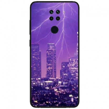 Husa personalizata tip carcasa HQPrint pentru Xiaomi Redmi Note 9 5G, model Purple Lightning, multicolor, S1D1M0354