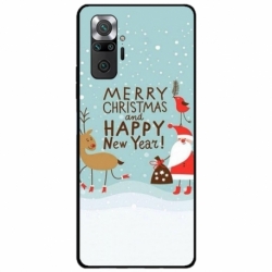 Husa personalizata tip carcasa HQPrint pentru Xiaomi Redmi Note 10S, model Happy Christmas and New Year, multicolor, S1D1M0047