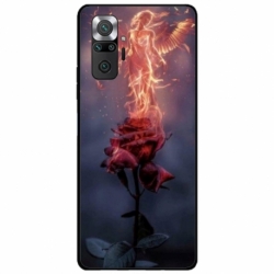 Husa personalizata tip carcasa HQPrint pentru Xiaomi Redmi Note 10 Pro, model Fire Rose, multicolor, S1D1M0158