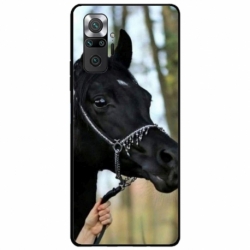 Husa personalizata tip carcasa HQPrint pentru Xiaomi Redmi Note 10 Pro Max, model Black Horse, multicolor, S1D1M0019
