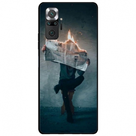 Husa personalizata tip carcasa HQPrint pentru Xiaomi Redmi Note 10, model Burn the News, multicolor, S1D1M0345