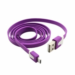 Cablu Date & Incarcare MicroUSB Plat - 3 Metri (Violet)