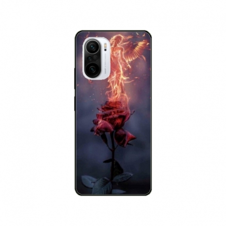 Husa personalizata tip carcasa HQPrint pentru Xiaomi Redmi 11T, model Fire Rose, multicolor, S1D1M0158