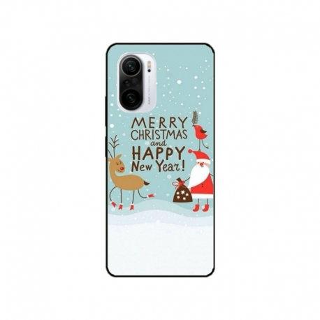 Husa personalizata tip carcasa HQPrint pentru Xiaomi Poco F3, model Happy Christmas and New Year, multicolor, S1D1M0047