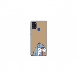 Husa personalizata tip carcasa HQPrint pentru Samsung Galaxy A21S, model Tired Bunny, multicolor, S1D1M0027