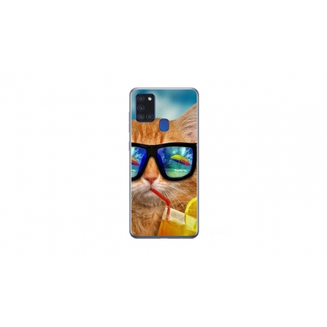 Husa personalizata tip carcasa HQPrint pentru Samsung Galaxy A21S, model Cool Cat, multicolor, S1D1M0031