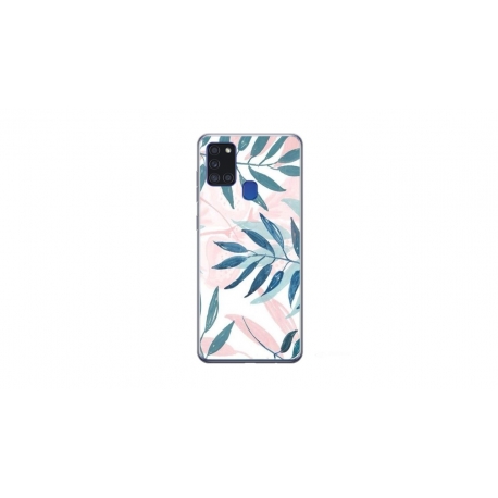Husa personalizata tip carcasa HQPrint pentru Samsung Galaxy A21S, model Leaf Design 1, multicolor, S1D1M0044
