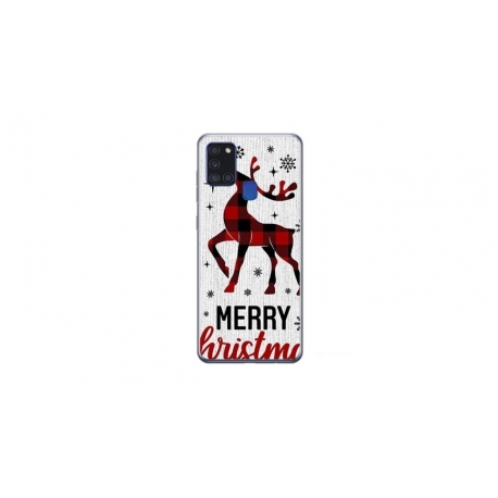 Husa personalizata tip carcasa HQPrint pentru Samsung Galaxy A21S, model Merry Christmas Reindeer 1, multicolor, S1D1M0049