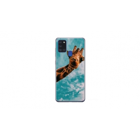 Husa personalizata tip carcasa HQPrint pentru Samsung Galaxy A21S, model Giraffe 2, multicolor, S1D1M0096