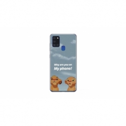 Husa personalizata tip carcasa HQPrint pentru Samsung Galaxy A21S, model Why are you on my phone, multicolor, S1D1M0220