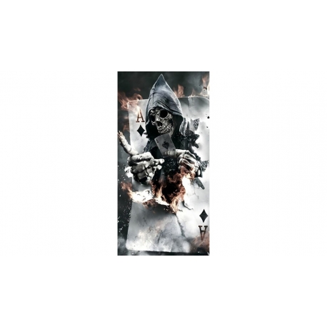 Husa personalizata tip carcasa HQPrint pentru Samsung Galaxy A21S, model Skeleton Cards, multicolor, S1D1M0301