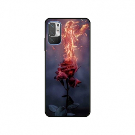 Husa personalizata tip carcasa HQPrint pentru Xiaomi Redmi 10, model Fire Rose, multicolor, S1D1M0158
