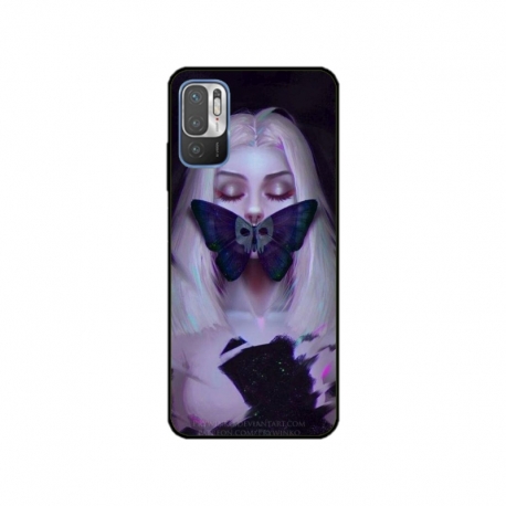 Husa personalizata tip carcasa HQPrint pentru Xiaomi Redmi Note 10 5G, model Butterfly Mouth 1, multicolor, S1D1M0351