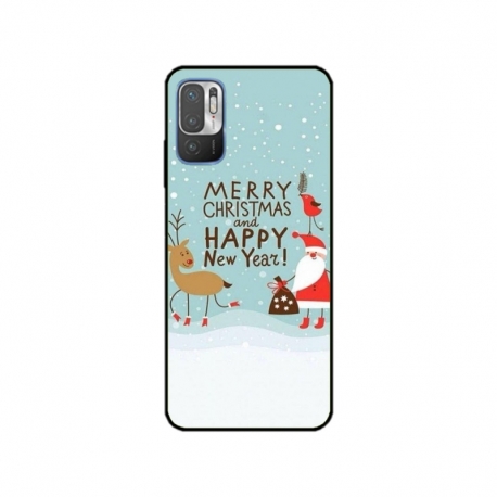 Husa personalizata tip carcasa HQPrint pentru Xiaomi Redmi 10 5G, model Happy Christmas and New Year, multicolor, S1D1M0047