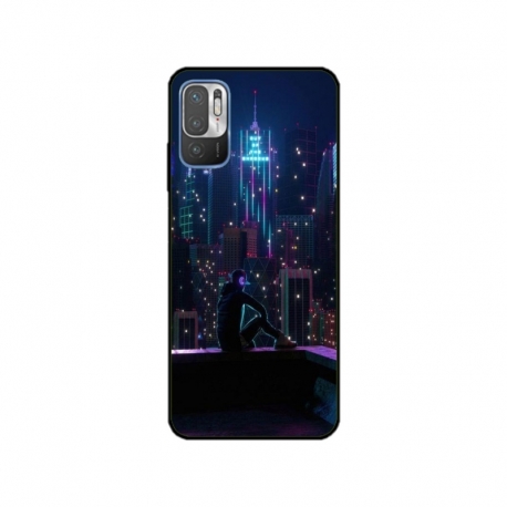 Husa personalizata tip carcasa HQPrint pentru Xiaomi Redmi 10 5G, model Neon City, multicolor, S1D1M0260