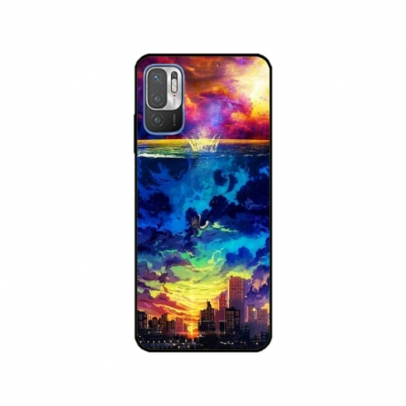 Husa personalizata tip carcasa HQPrint pentru Xiaomi Redmi Note 11e, model Abstract City, multicolor, S1D1M0263