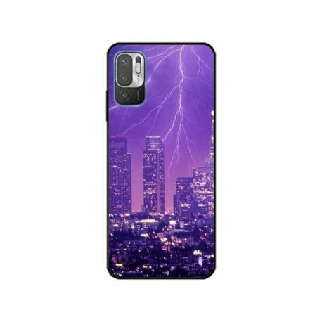 Husa personalizata tip carcasa HQPrint pentru Xiaomi Redmi Note 11e, model Purple Lightning, multicolor, S1D1M0354