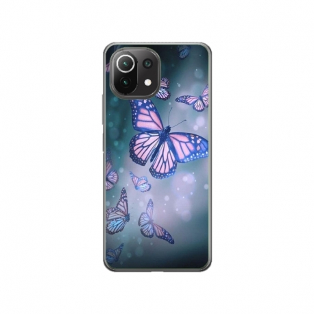 Husa personalizata tip carcasa HQPrint pentru Xiaomi Mi 11, model Butterfly 1, multicolor, S1D1M0028