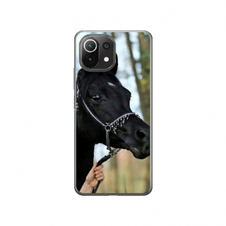 Husa personalizata tip carcasa HQPrint pentru Xiaomi Mi 11 Lite 5G, model Black Horse, multicolor, S1D1M0019