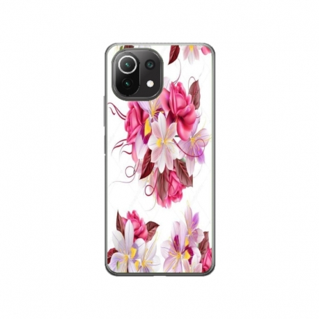 Husa personalizata tip carcasa HQPrint pentru Xiaomi Mi 11 Lite 5G, model Flowers 4, multicolor, S1D1M0040