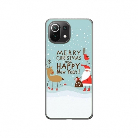 Husa personalizata tip carcasa HQPrint pentru Xiaomi Mi 11 Lite, model Happy Christmas and New Year, multicolor, S1D1M0047