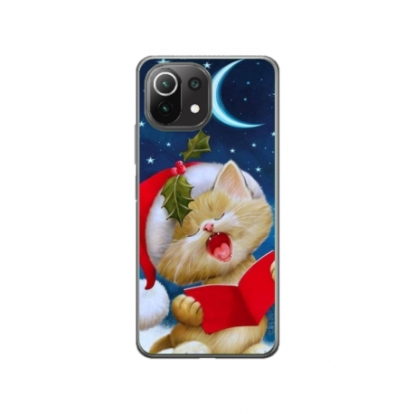 Husa personalizata tip carcasa HQPrint pentru Xiaomi Mi 11 Lite, model Christmas Cat, multicolor, S1D1M0048