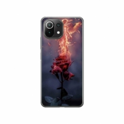 Husa personalizata tip carcasa HQPrint pentru Xiaomi Mi 11 Lite, model Fire Rose, multicolor, S1D1M0158