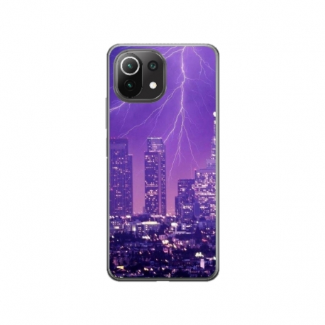 Husa personalizata tip carcasa HQPrint pentru Xiaomi Mi 11 Lite, model Purple Lightning, multicolor, S1D1M0354