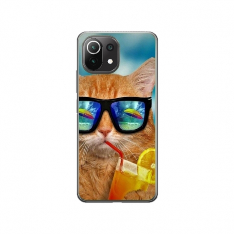 Husa personalizata tip carcasa HQPrint pentru Xiaomi Mi 11 Pro, model Cool Cat, multicolor, S1D1M0031