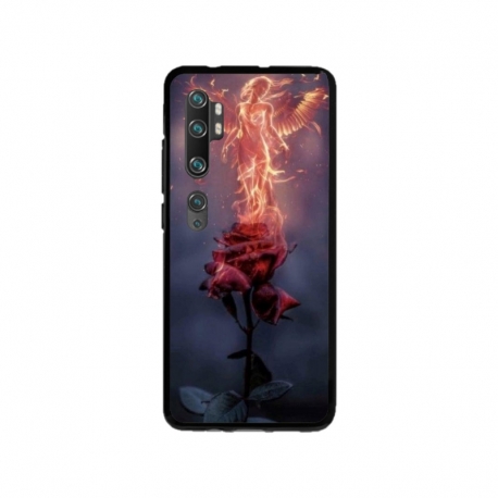 Husa personalizata tip carcasa HQPrint pentru Xiaomi Mi 10 Pro 5G, model Fire Rose, multicolor, S1D1M0158