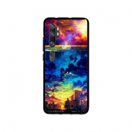 Husa personalizata tip carcasa HQPrint pentru Xiaomi Mi Note 10 Lite, model Abstract City, multicolor, S1D1M0263