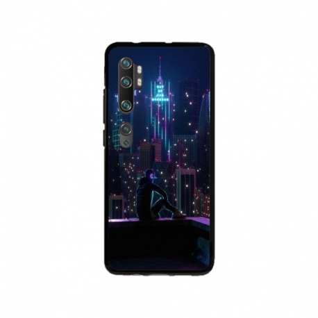 Husa personalizata tip carcasa HQPrint pentru Xiaomi Mi Note 10, model Neon City, multicolor, S1D1M0260