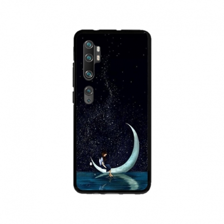 Husa personalizata tip carcasa HQPrint pentru Xiaomi Mi Note 10, model Moon Fishing, multicolor, S1D1M0270