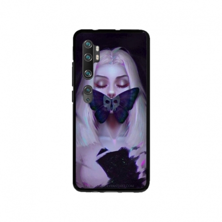 Husa personalizata tip carcasa HQPrint pentru Xiaomi Mi Note 10, model Butterfly Mouth 1, multicolor, S1D1M0351