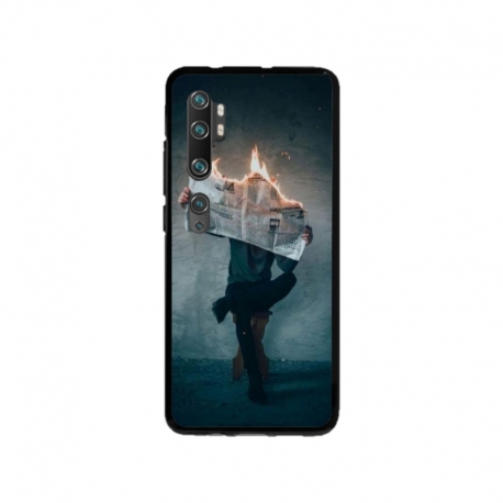 Husa personalizata tip carcasa HQPrint pentru Xiaomi Mi Note 10 Pro, model Burn the News, multicolor, S1D1M0345
