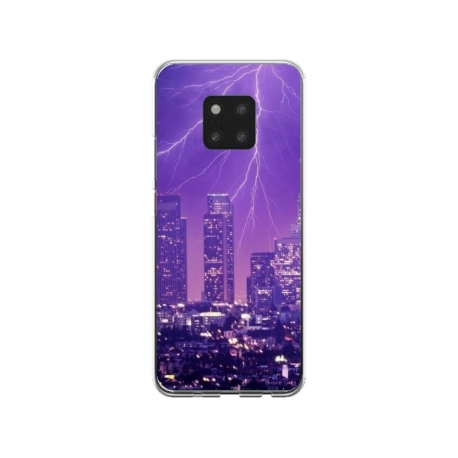 Husa personalizata tip carcasa HQPrint pentru Xiaomi Redmi Note 9 Pro, model Purple Lightning, multicolor, S1D1M0354