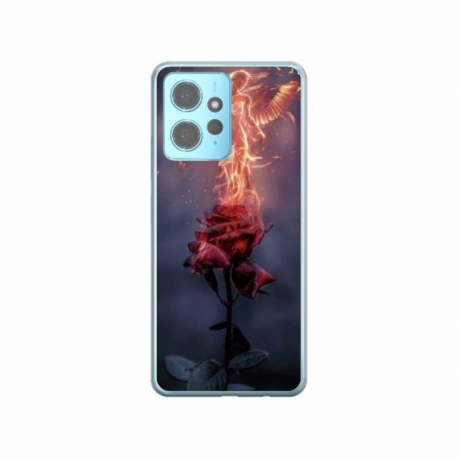 Husa personalizata tip carcasa HQPrint pentru Xiaomi Redmi Note 12 5G, model Fire Rose, multicolor, S1D1M0158