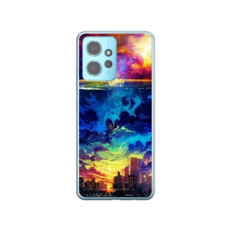 Husa personalizata tip carcasa HQPrint pentru Xiaomi Redmi Note 12 5G, model Abstract City, multicolor, S1D1M0263