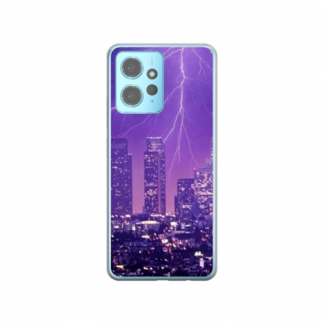 Husa personalizata tip carcasa HQPrint pentru Xiaomi Redmi Note 12 5G, model Purple Lightning, multicolor, S1D1M0354