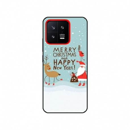 Husa personalizata tip carcasa HQPrint pentru Xiaomi 13, model Happy Christmas and New Year, multicolor, S1D1M0047