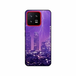 Husa personalizata tip carcasa HQPrint pentru Xiaomi 13, model Purple Lightning, multicolor, S1D1M0354