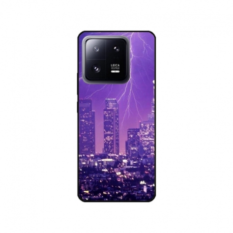 Husa personalizata tip carcasa HQPrint pentru Xiaomi 13 Pro, model Purple Lightning, multicolor, S1D1M0354