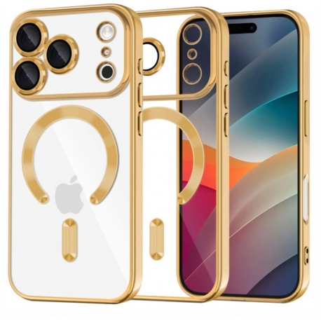 Husa MagSafe iPhone 17 Pro, Clear/Gold
