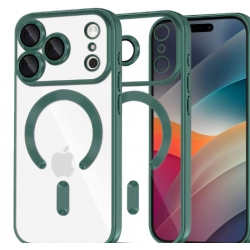 Husă iPhone 15 Pro, Husă iPhone 14 Pro, MagSafe, Transparentă, Ramă Neagră, Transparentă, Ramă Neagră