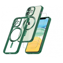 Husă iPhone 13, MagSafe, Transparentă, Ramă Neagră