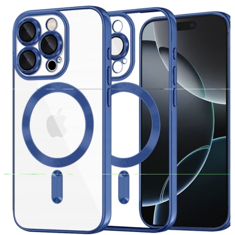 Husă iPhone 16 Pro, MagSafe, transparentă, ramă neagră