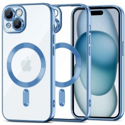 Husă iPhone 14 Plus, MagSafe, Transparentă, Ramă Neagră