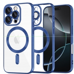 Husă iPhone 14 Pro Max, MagSafe, Transparentă, Ramă Neagră